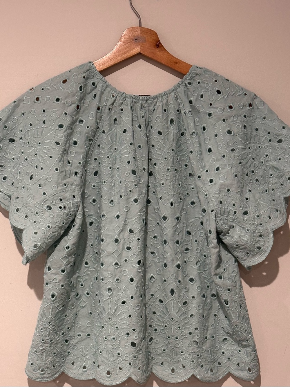 LOFT Sage Green Eyelet Ruffle Sleeve Blouse - Picture 5 of 5